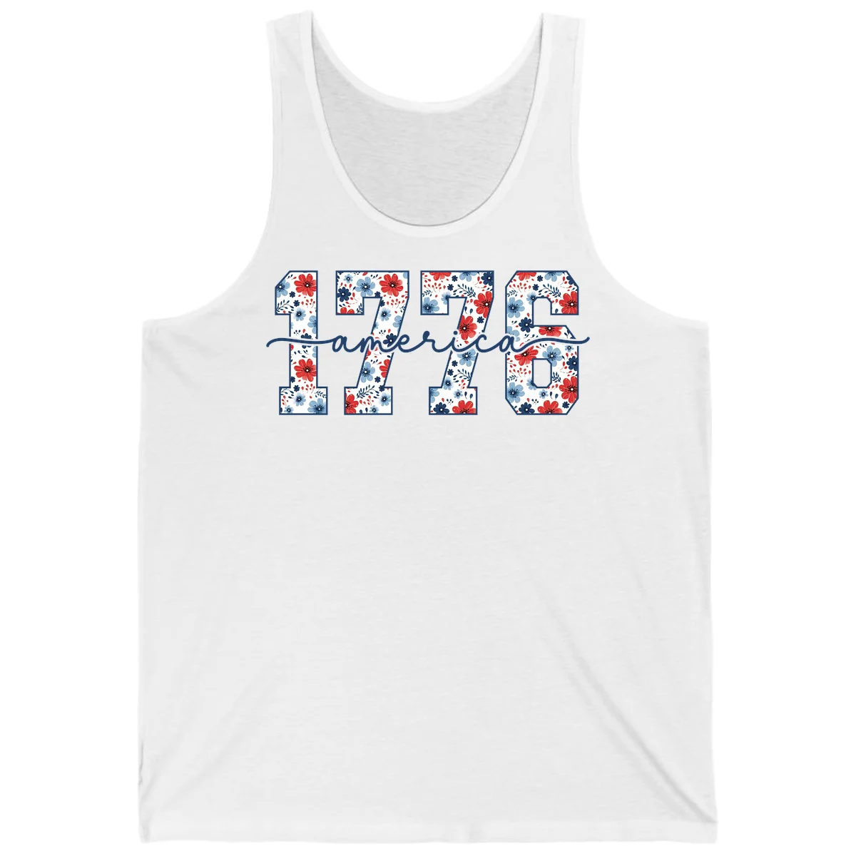 Floral 1776 America Tank in White