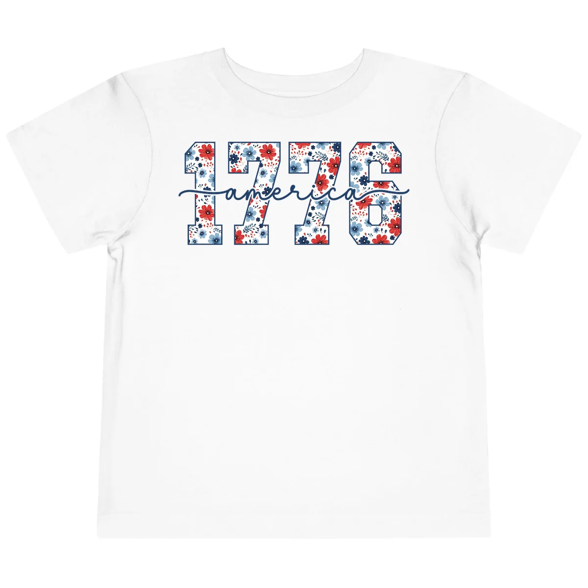 Floral 1776 America Toddler Tee in White