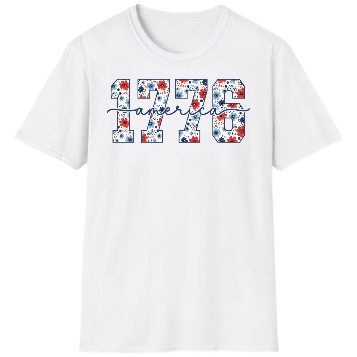 Floral 1776 America T-Shirt in White