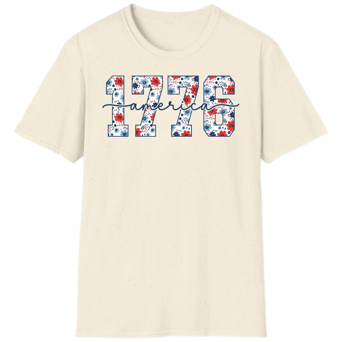 Floral 1776 America T-Shirt in Natural