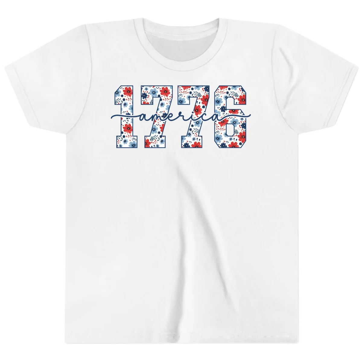Floral 1776 America Youth Tee in White