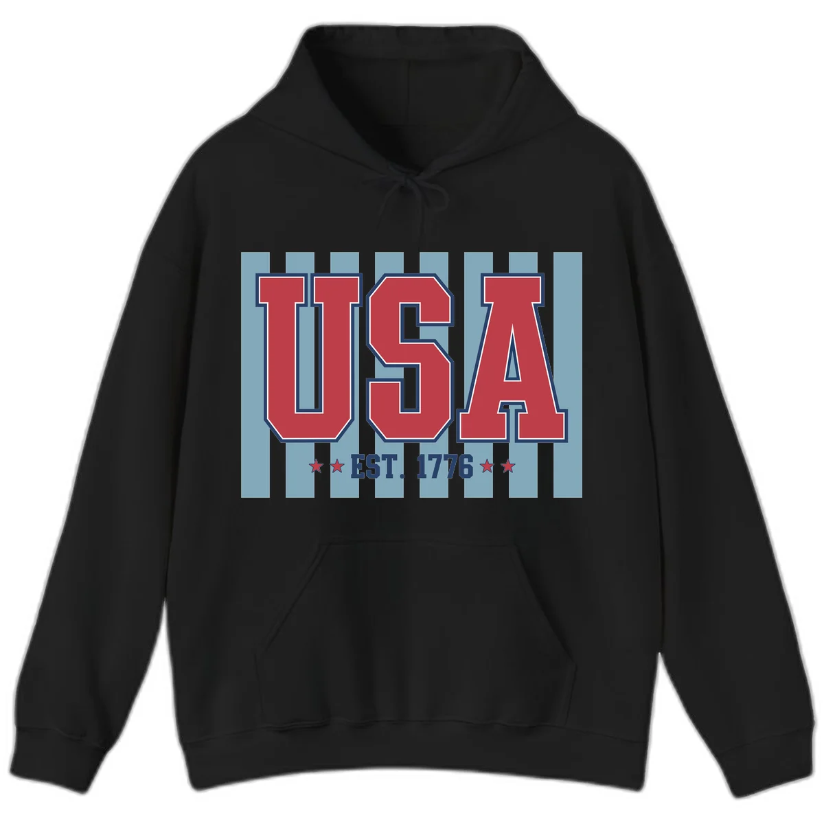 USA 1776 Founding Year Hoodie in Black