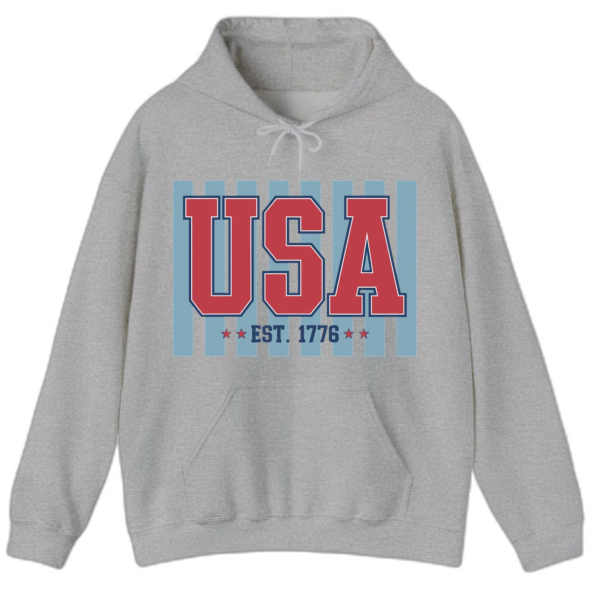 USA 1776 Founding Year Hoodie in Sport Grey