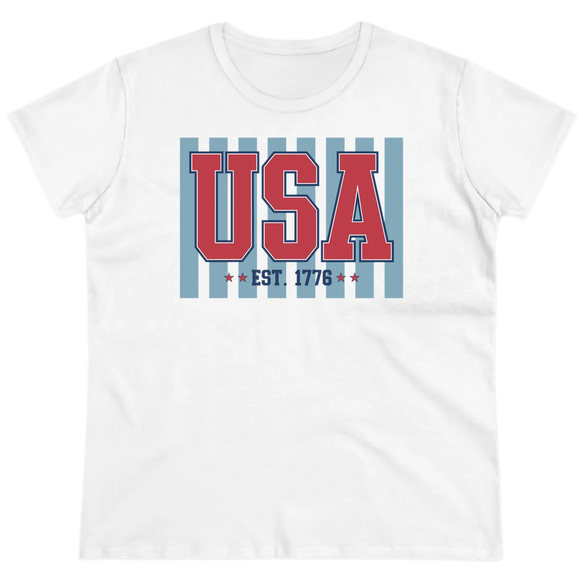 USA 1776 Founding Year Ladies Tee in White