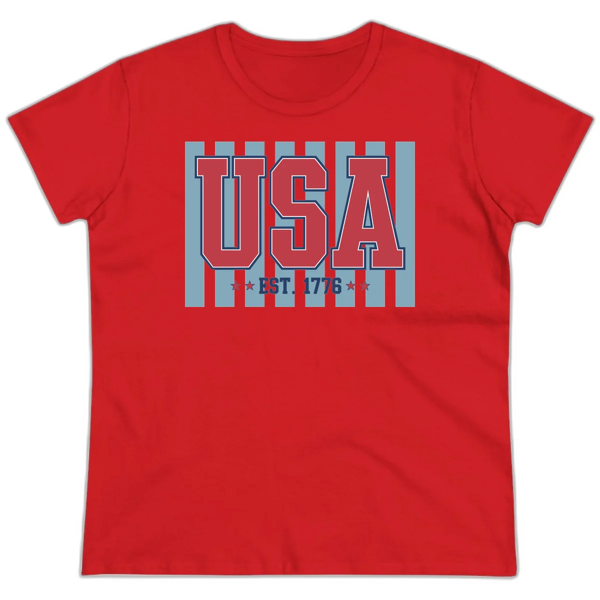 USA 1776 Founding Year Ladies Tee in Red