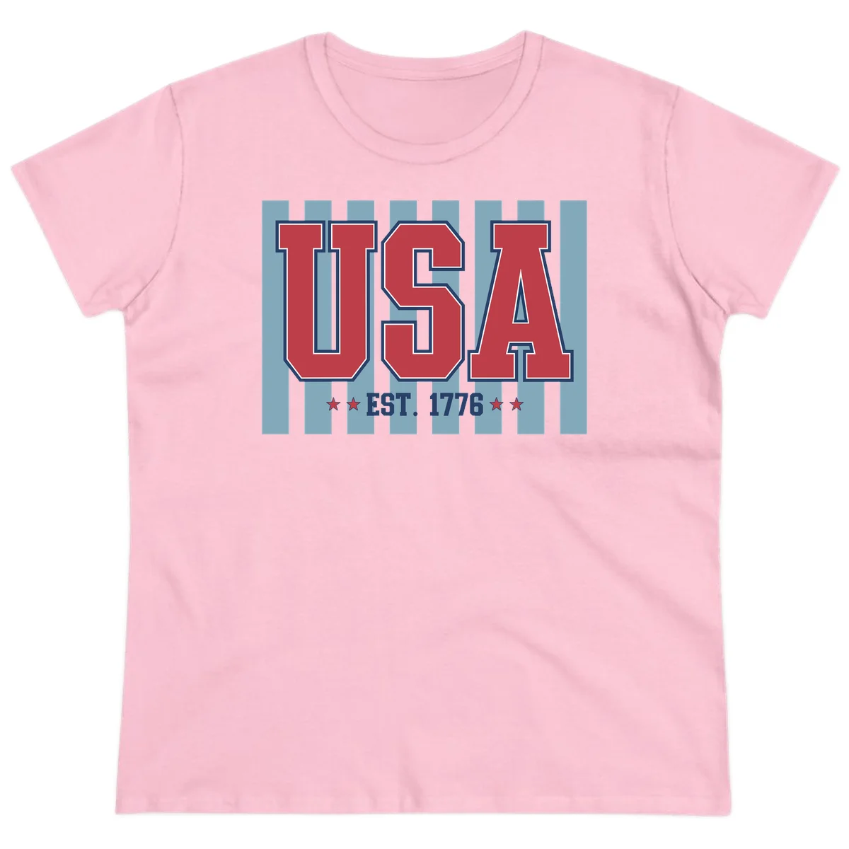 USA 1776 Founding Year Ladies Tee in Light Pink