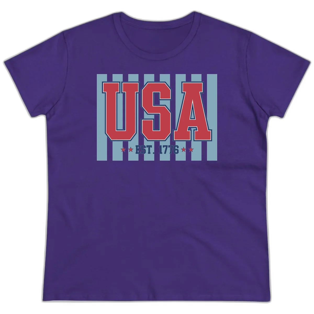 USA 1776 Founding Year Ladies Tee in Purple
