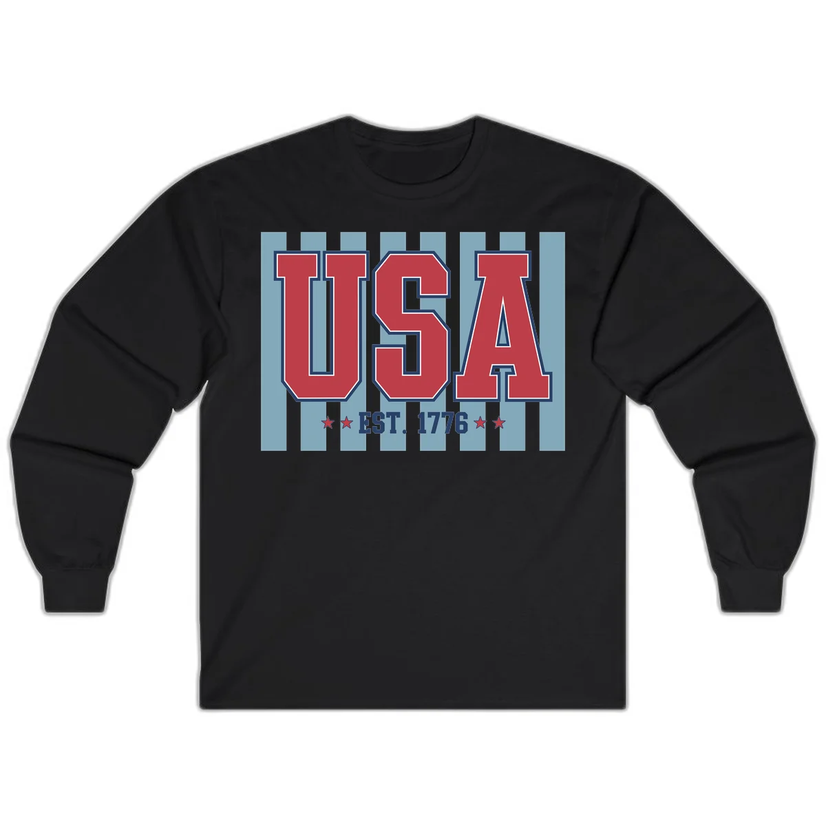 USA 1776 Founding Year Long Sleeve in Black