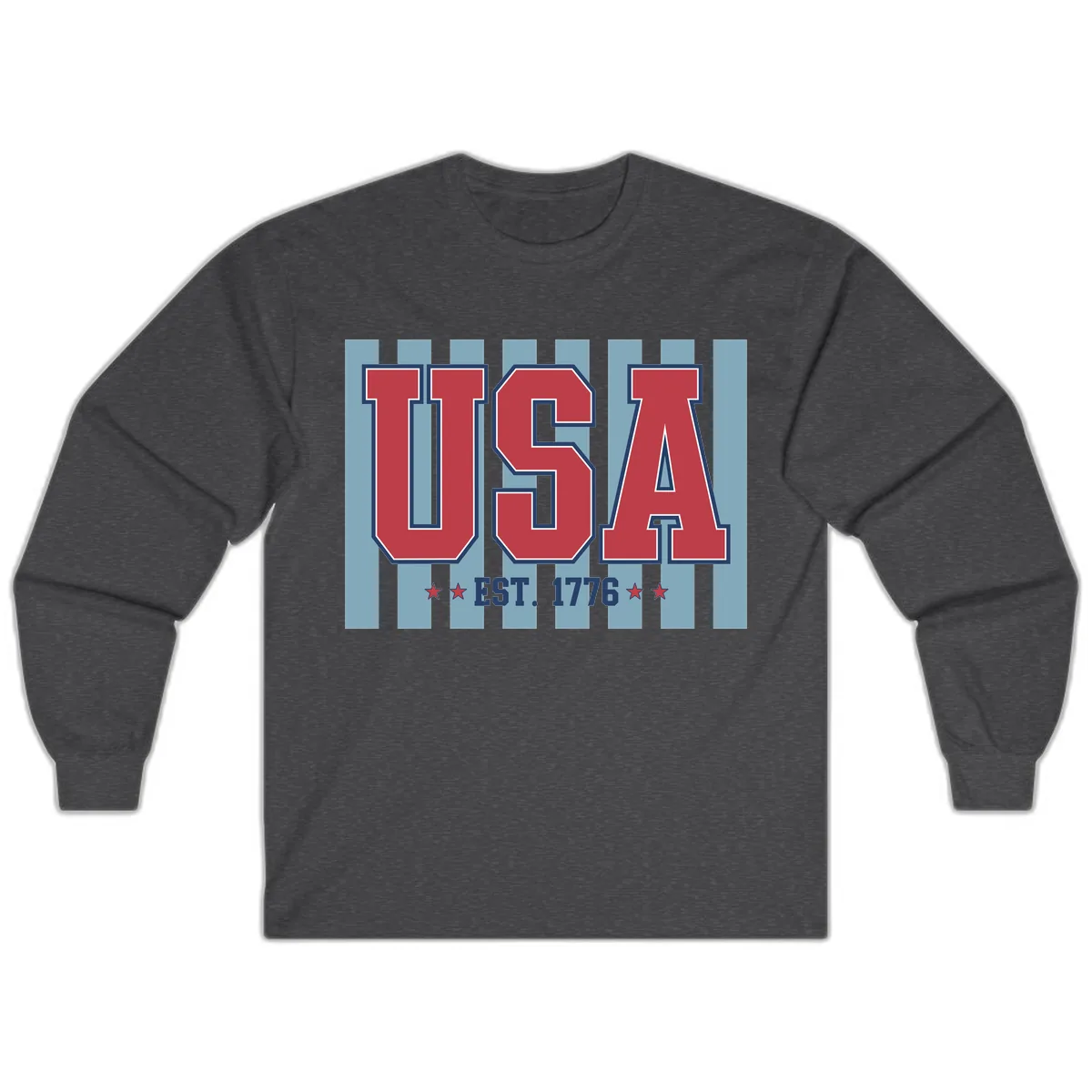 USA 1776 Founding Year Commemorative Design Long Sleeve in Dark Heather