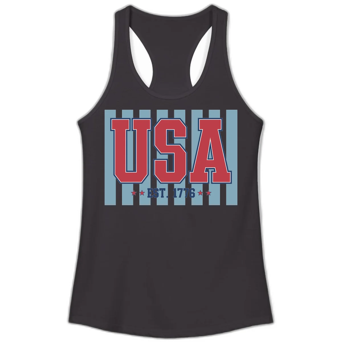 USA 1776 Founding Year Ladies Tank in Black