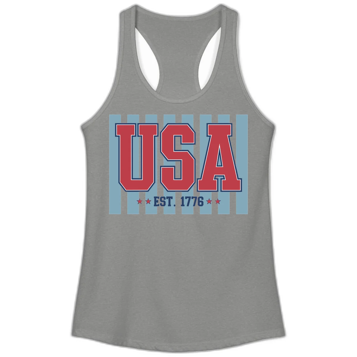 USA 1776 Founding Year Ladies Tank in Heather Grey