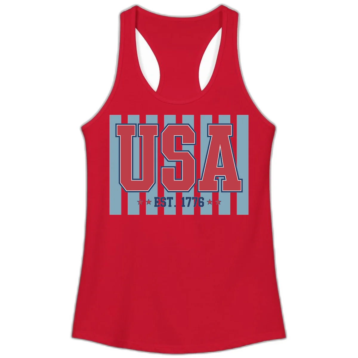 USA 1776 Founding Year Ladies Tank in Solid Red