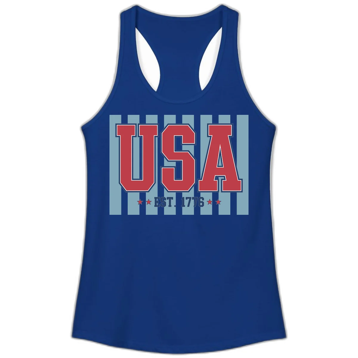 USA 1776 Founding Year Ladies Tank in Solid Royal