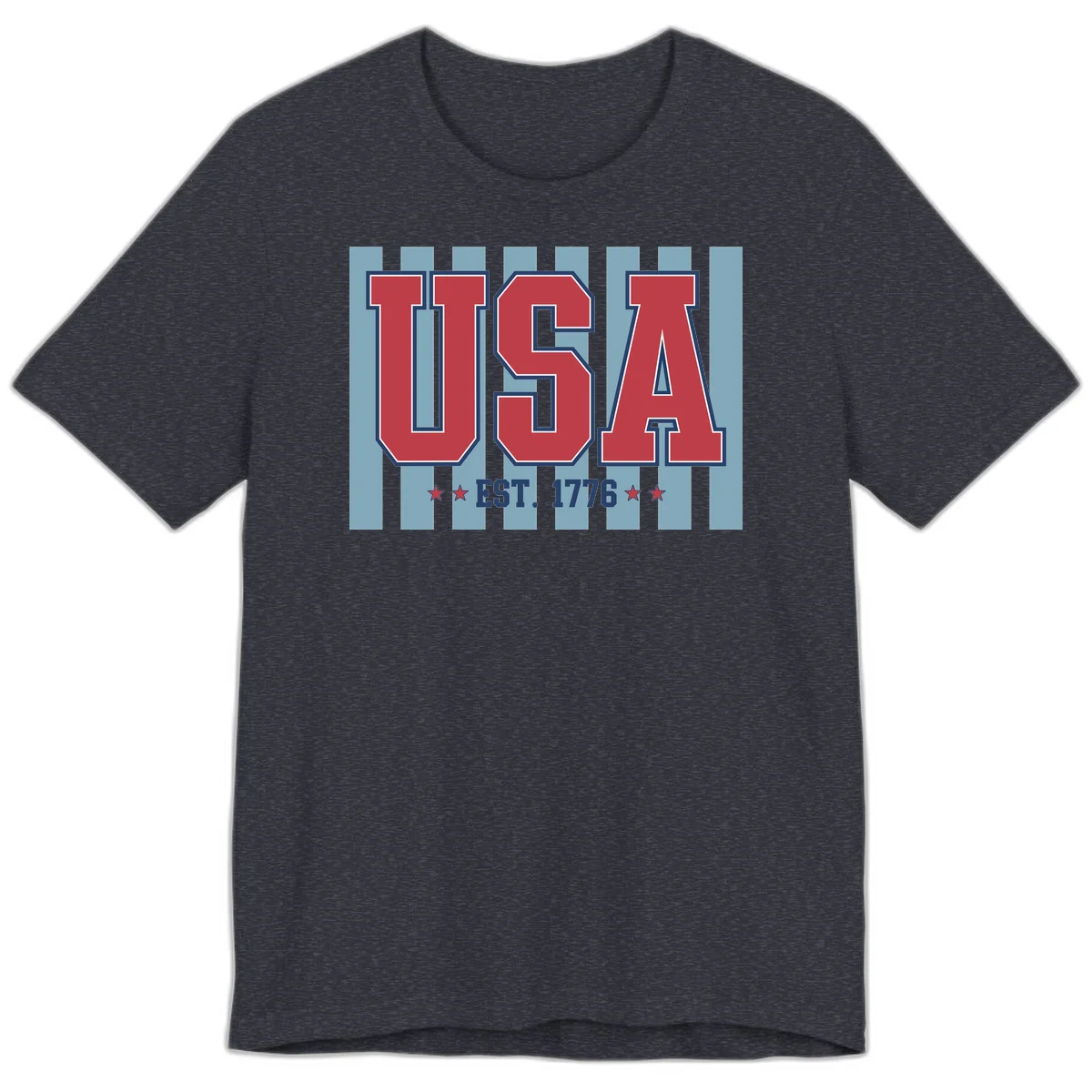 USA 1776 Founding Year Premium T-Shirt in Heather Navy