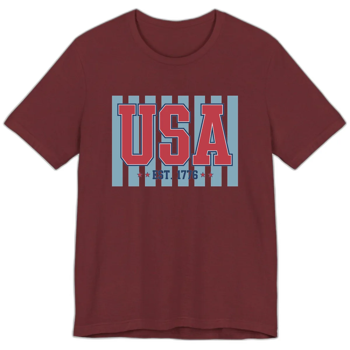 USA 1776 Founding Year Commemorative Design Premium T-Shirt in Heather Cardinal