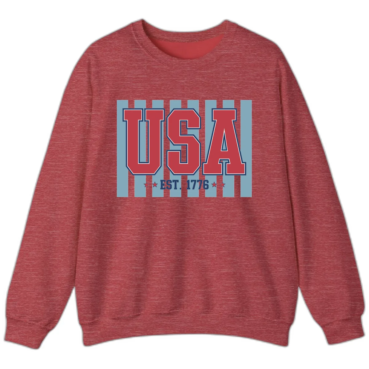 USA 1776 Founding Year Commemorative Design Sweatshirt in Heather Scarlet Red