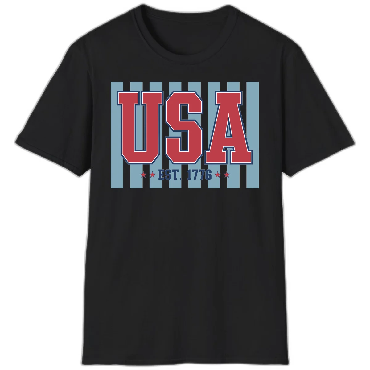 USA 1776 Founding Year T-Shirt in Black
