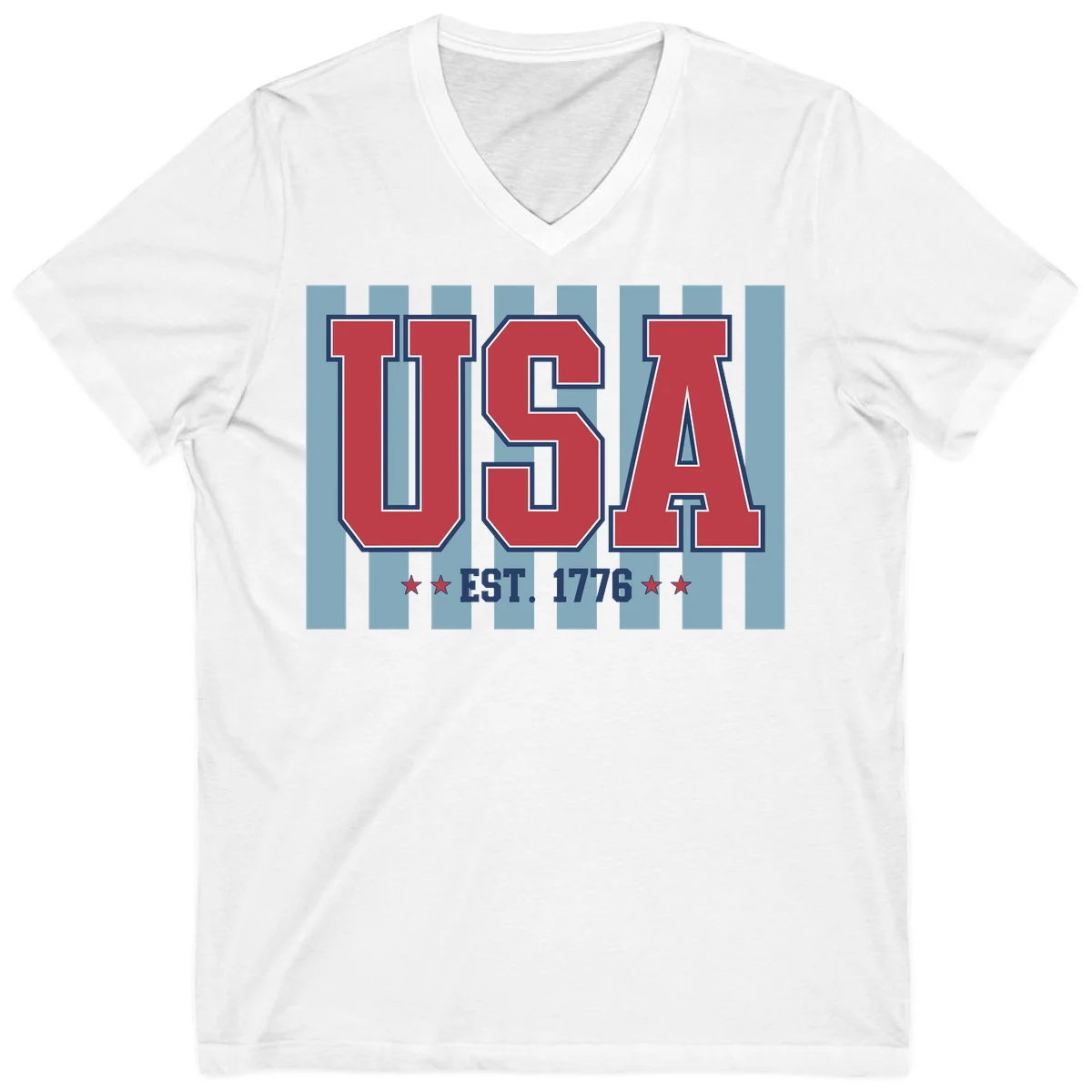USA 1776 Founding Year V-Neck in White