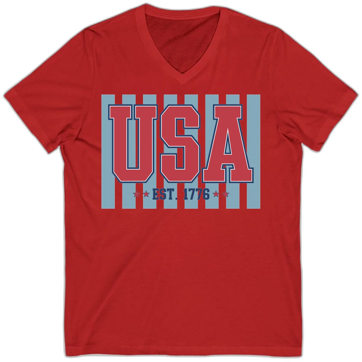 USA 1776 Founding Year V-Neck in Red