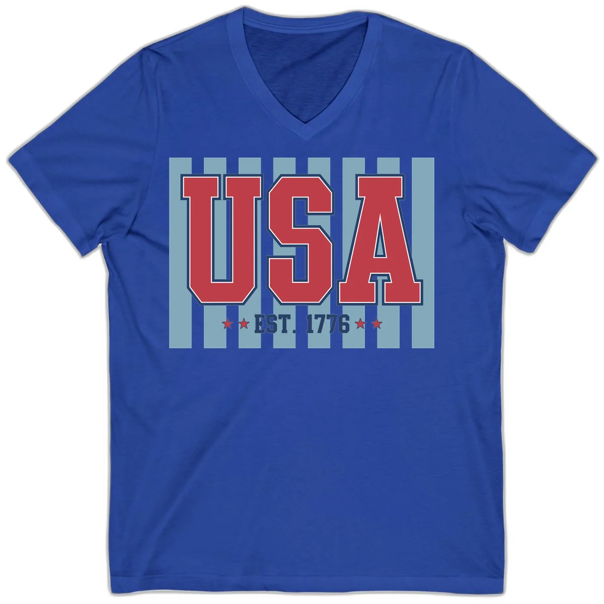USA 1776 Founding Year V-Neck in True Royal