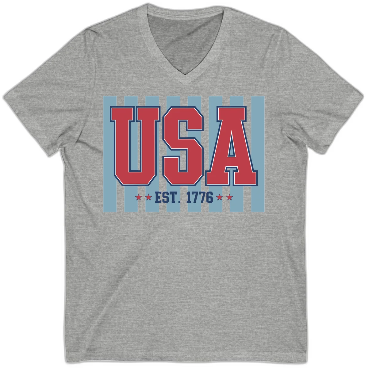 USA 1776 Founding Year V-Neck in Athletic Heather