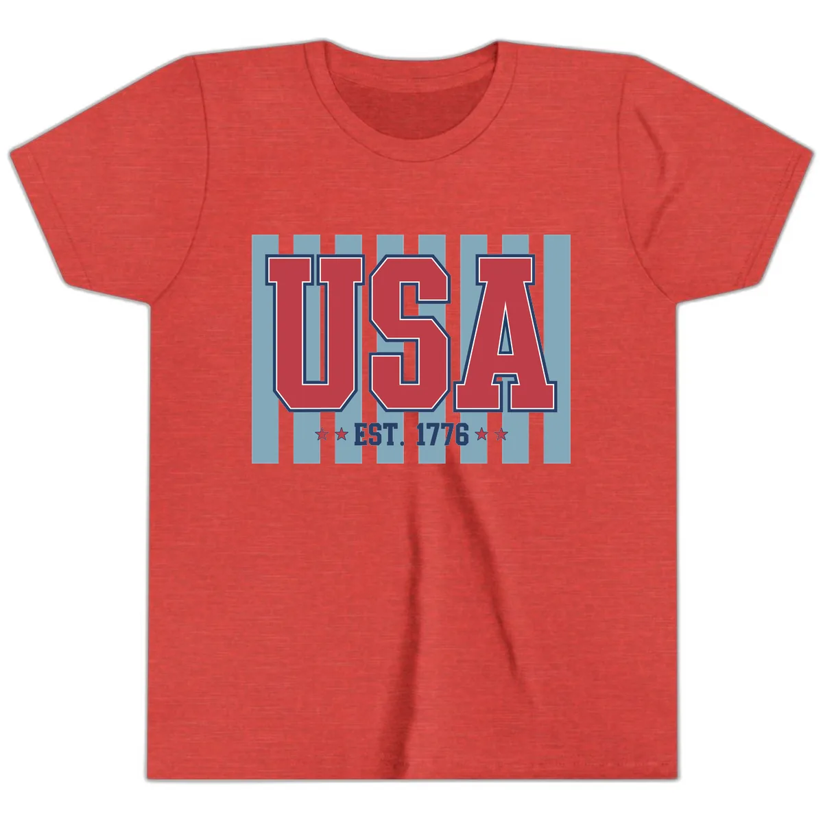 USA 1776 Founding Year Commemorative Design Youth T-Shirt in Heather Red