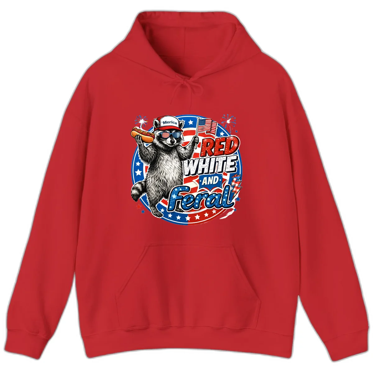 Patriotic Raccoon 'Merica Hoodie in Red