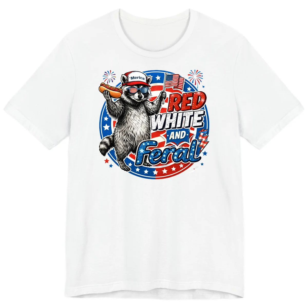 Patriotic Raccoon 'Merica Premium Tee in White