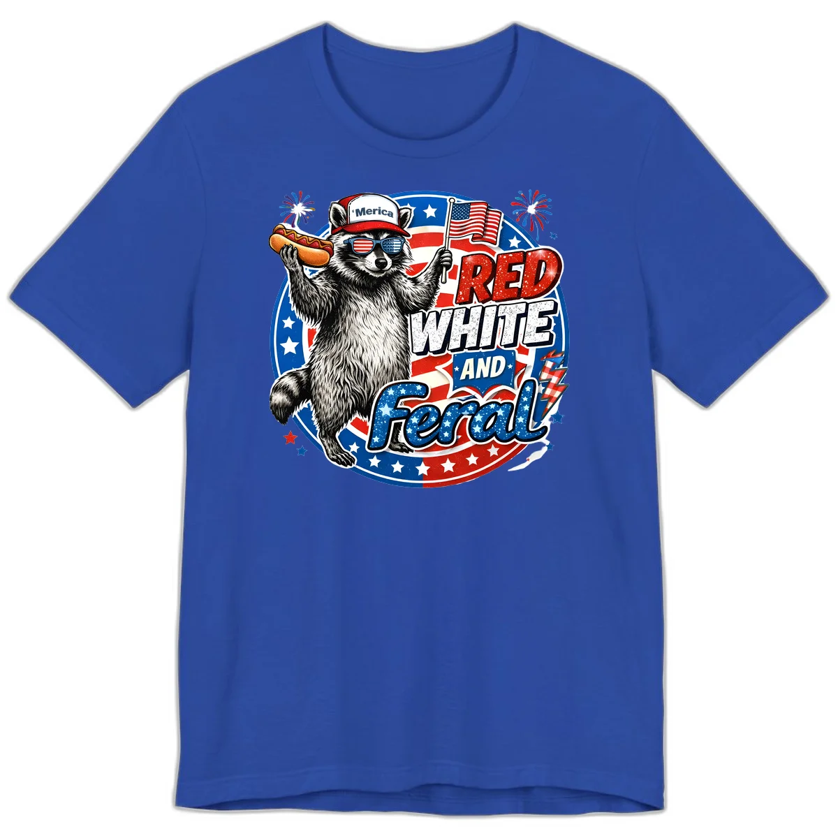 Patriotic Raccoon 'Merica Premium Tee in True Royal