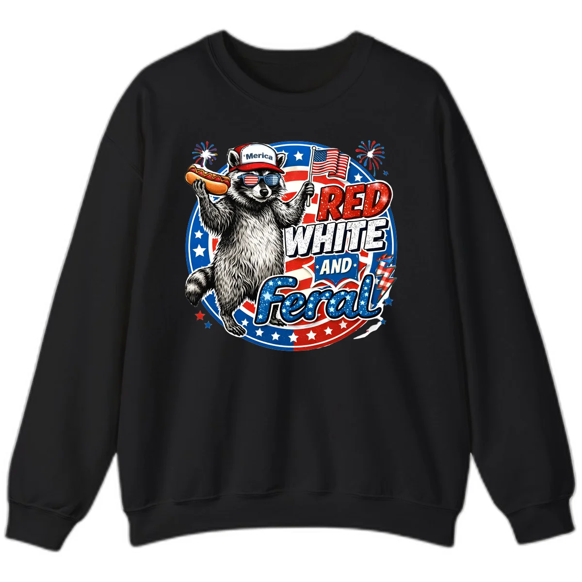Patriotic Raccoon 'Merica Sweatshirt in Black