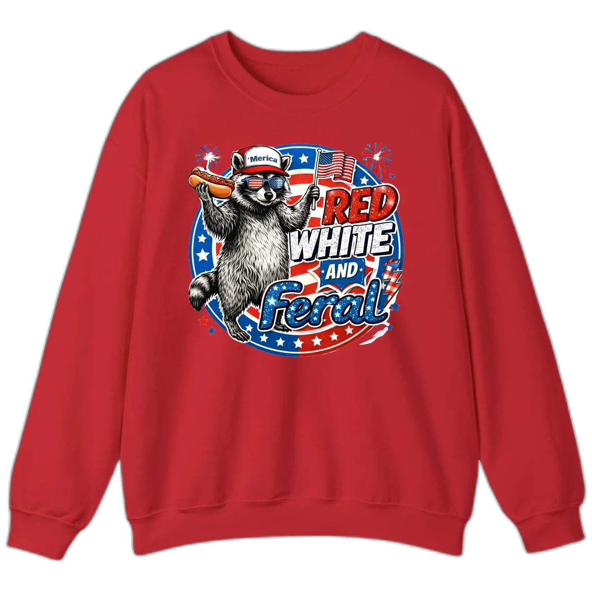 Patriotic Raccoon 'Merica Sweatshirt in Red