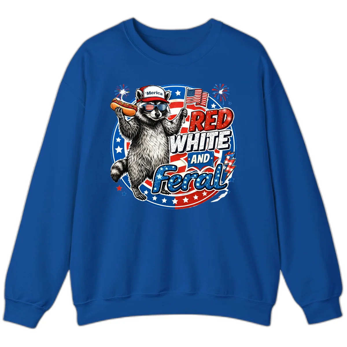Patriotic Raccoon 'Merica Sweatshirt in Royal