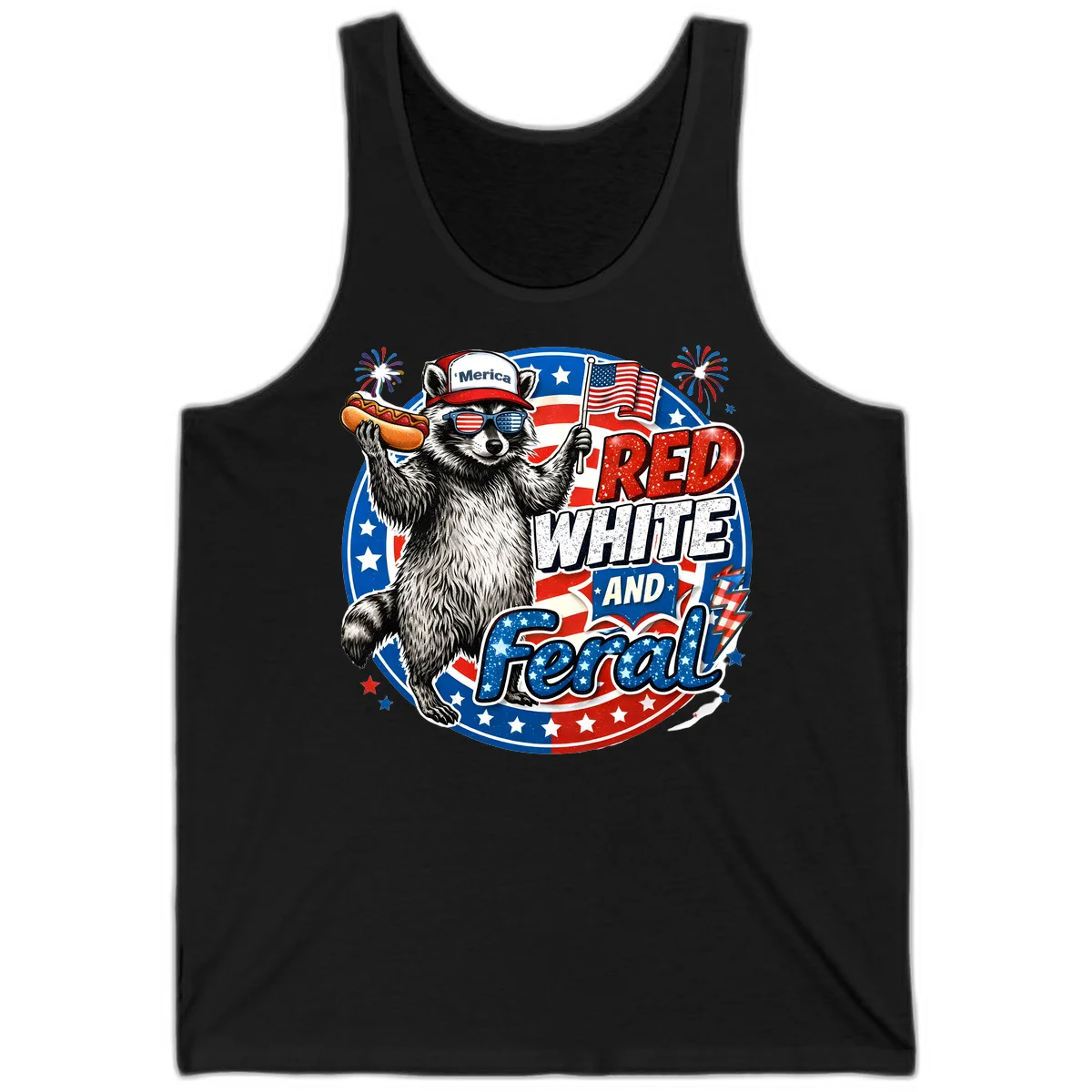 Patriotic Raccoon 'Merica Tank in Black