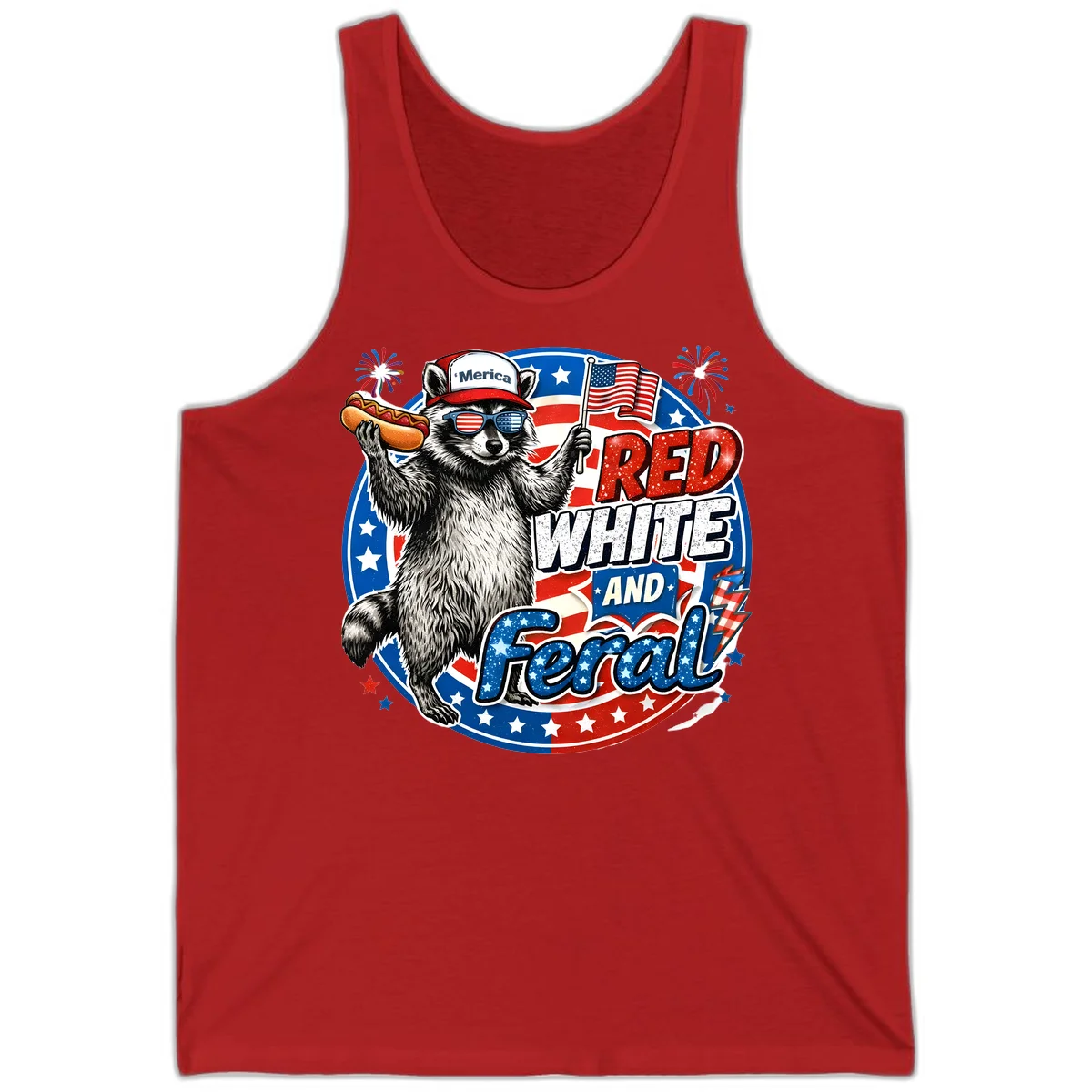 Patriotic Raccoon 'Merica Tank in Red