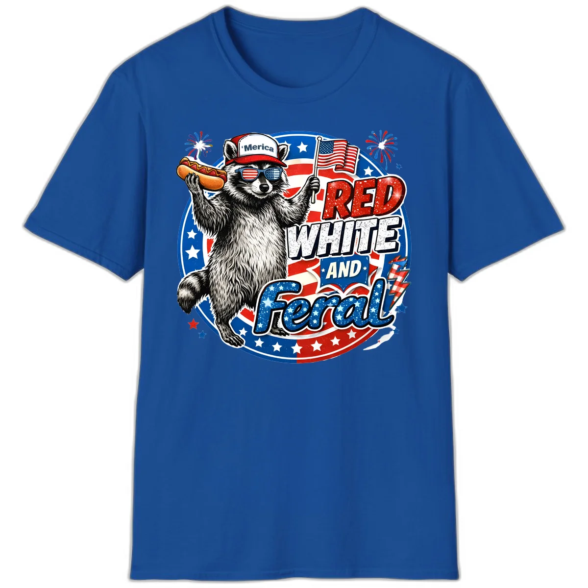 Patriotic Raccoon 'Merica T-Shirt in Royal