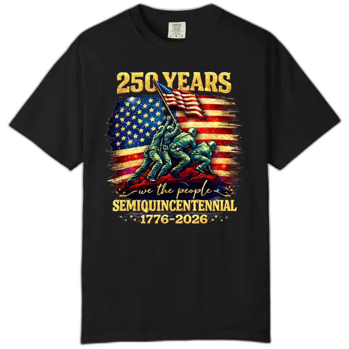 America 250 Years Semiquincentennial Flag Raising Comfort Color in Black