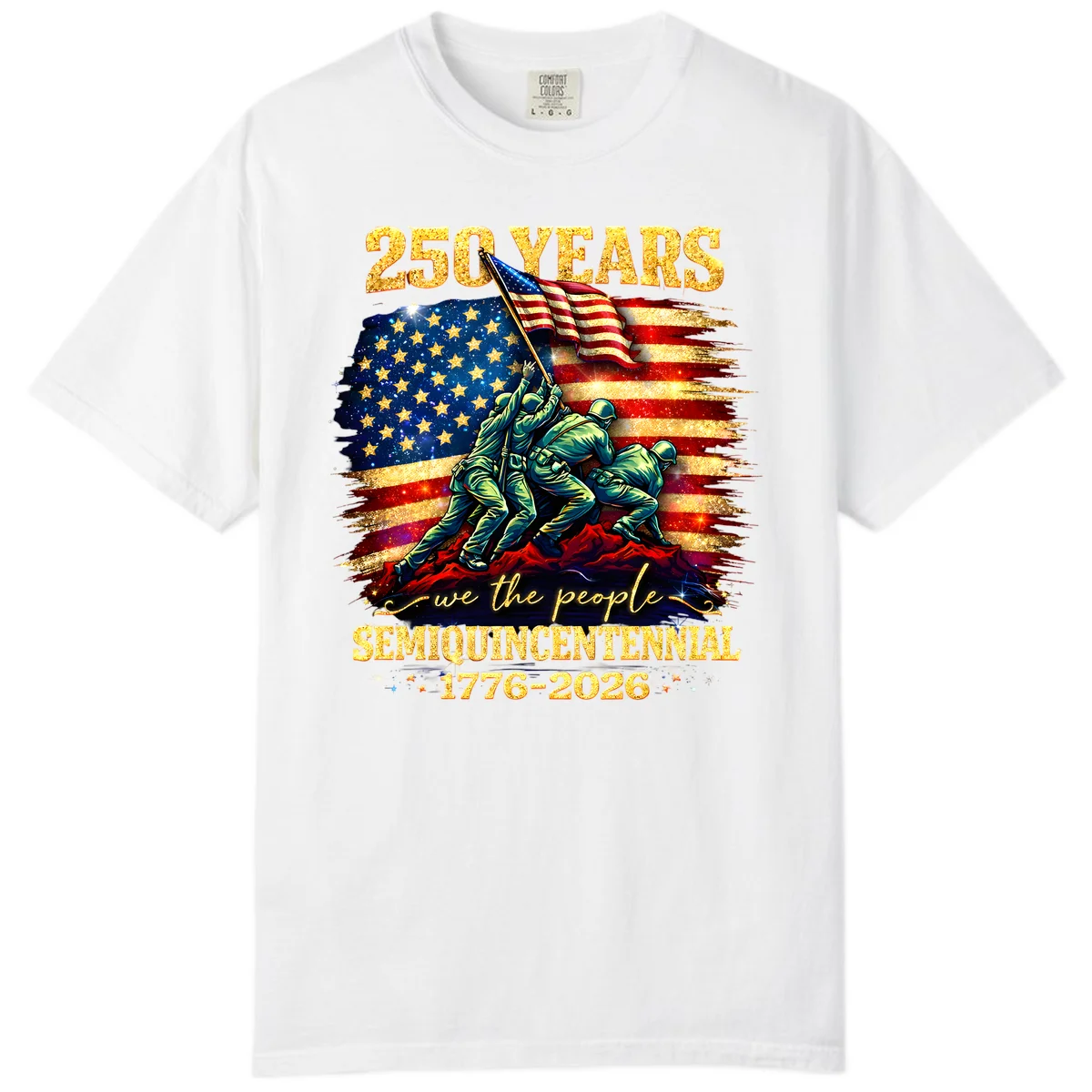 America 250 Years Flag Raising Comfort Color in White