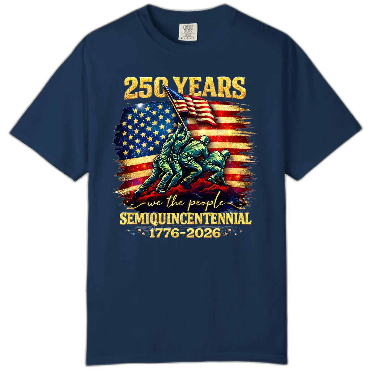 America 250 Years Flag Raising Comfort Color in Navy
