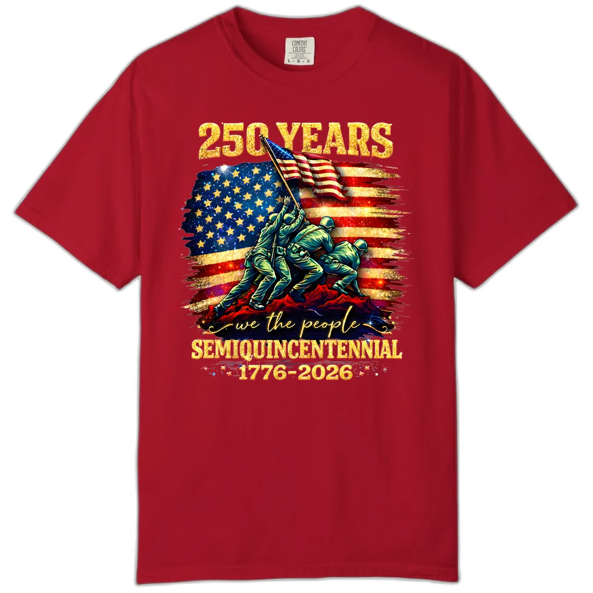 America 250 Years Semiquincentennial Flag Raising Comfort Color in Red