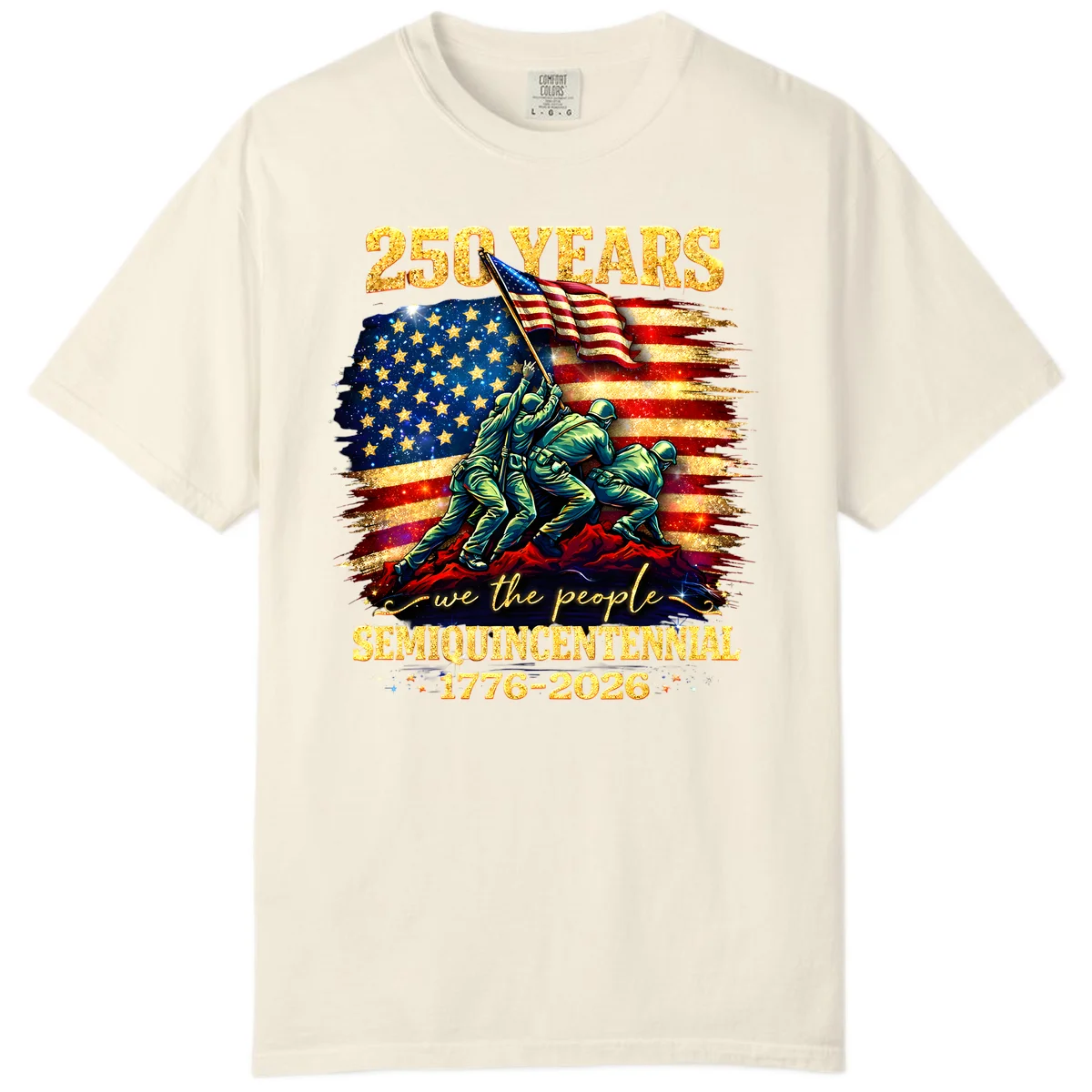 America 250 Years Flag Raising Comfort Color in Ivory