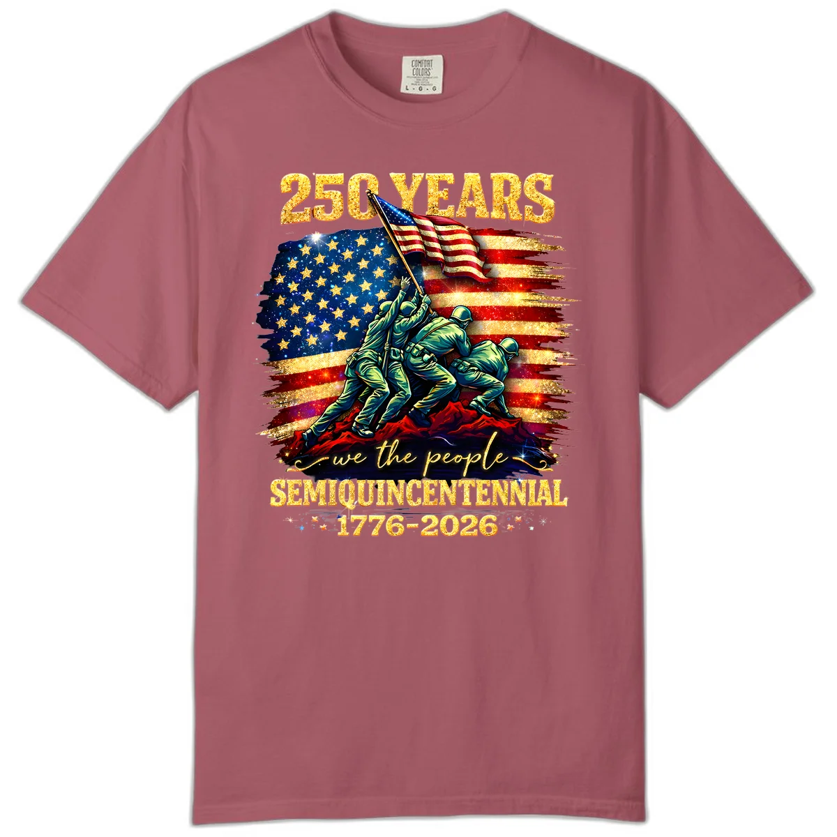America 250 Years Flag Raising Comfort Color in Crimson