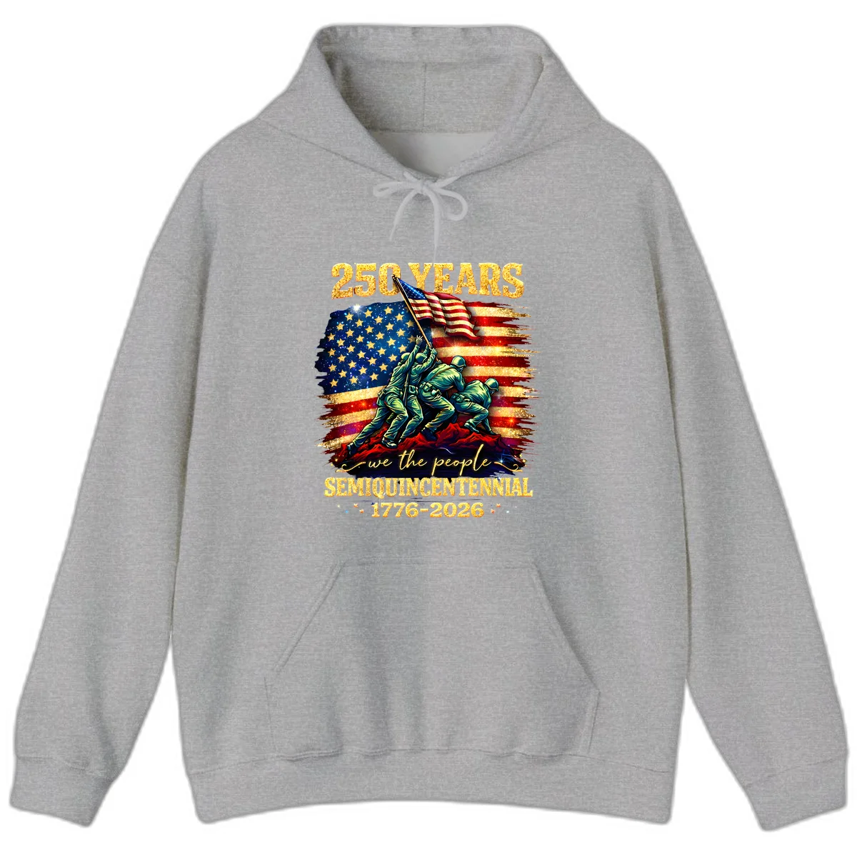 America 250 Years Flag Raising Hoodie in Sport Grey