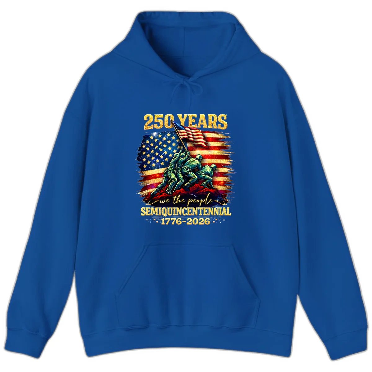 America 250 Years Flag Raising Hoodie in Royal
