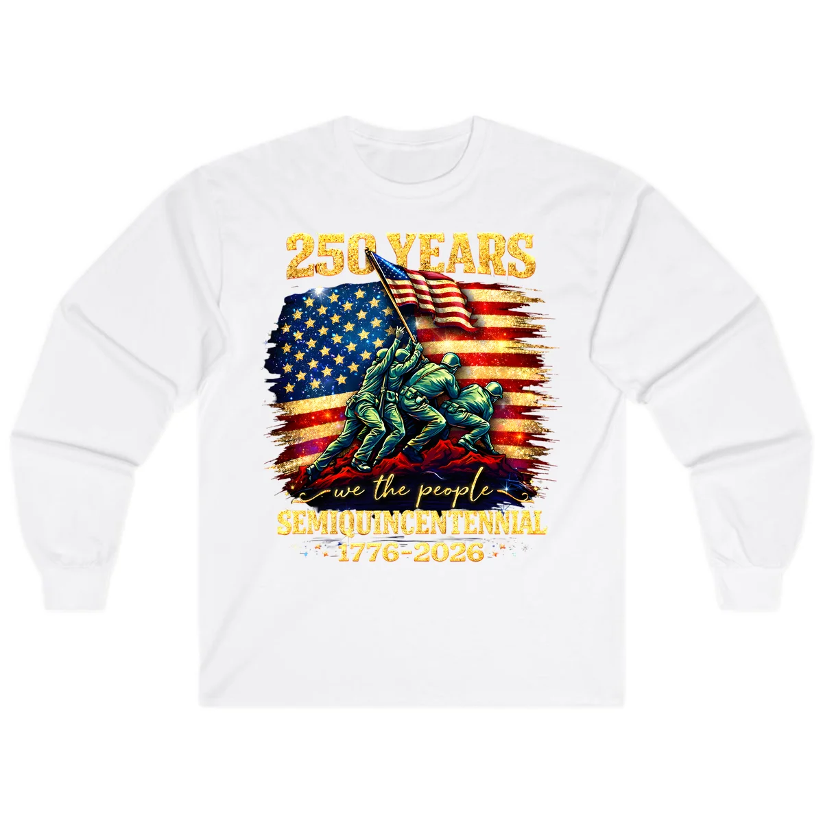 America 250 Years Flag Raising Long Sleeve in White