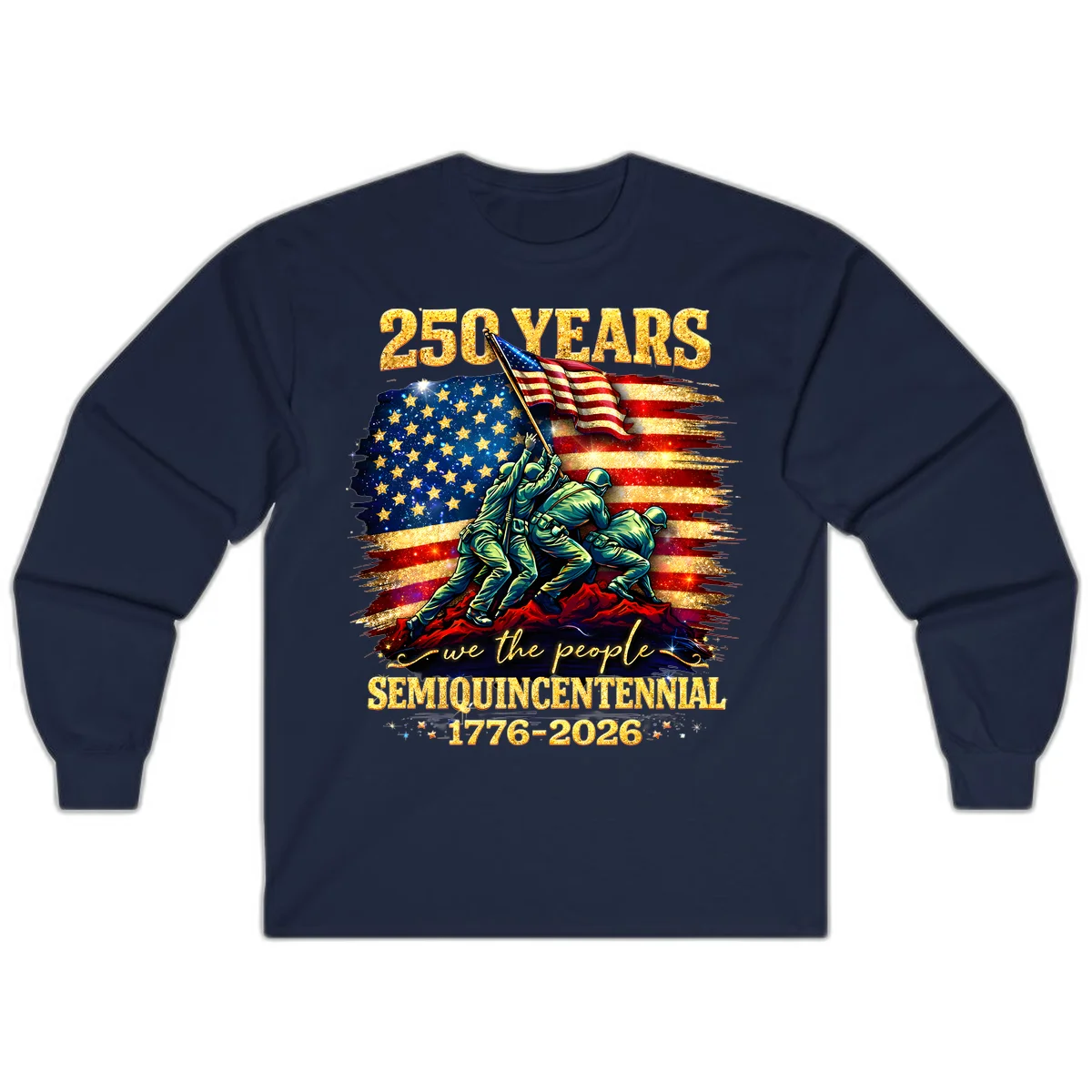 America 250 Years Flag Raising Long Sleeve in Navy