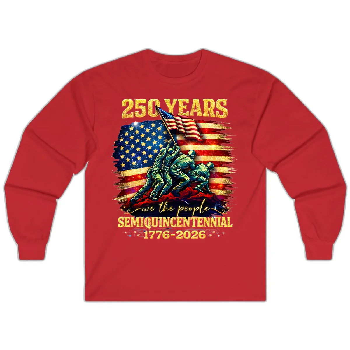 America 250 Years Flag Raising Long Sleeve in Red