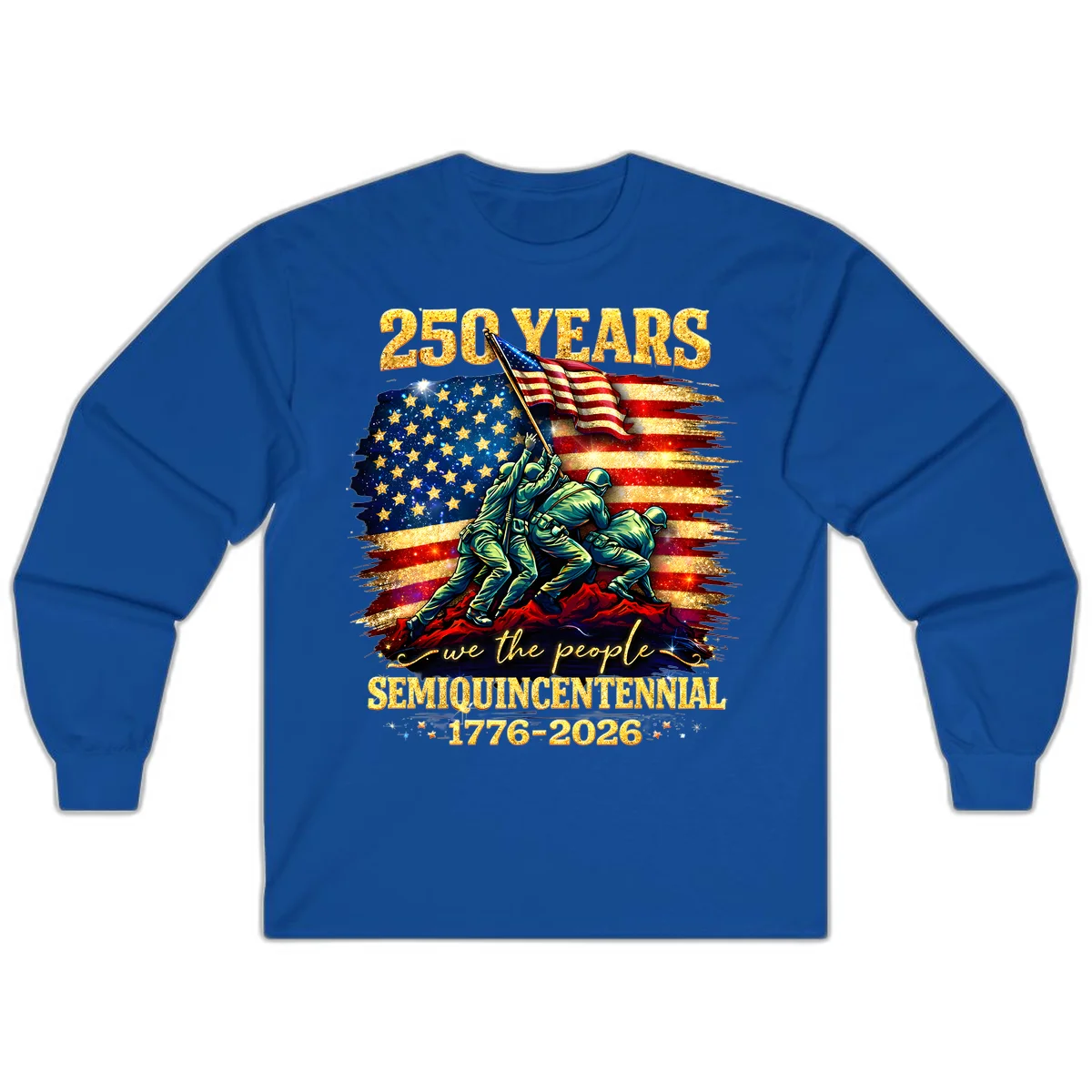 America 250 Years Flag Raising Long Sleeve in Royal