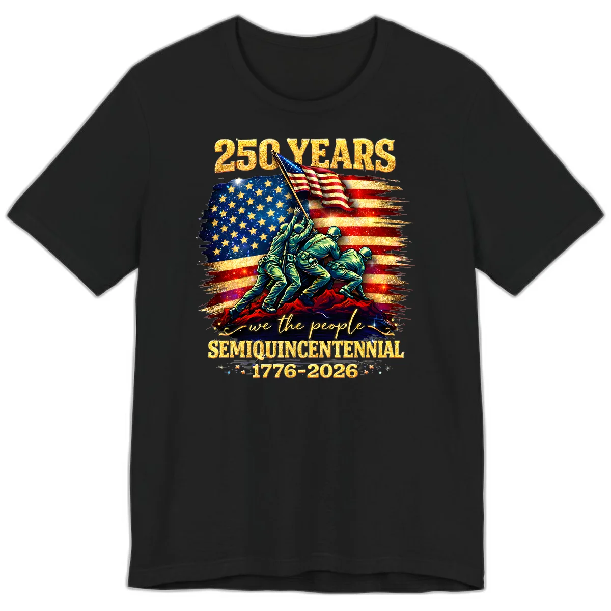 America 250 Years Flag Raising Premium T-Shirt in Black
