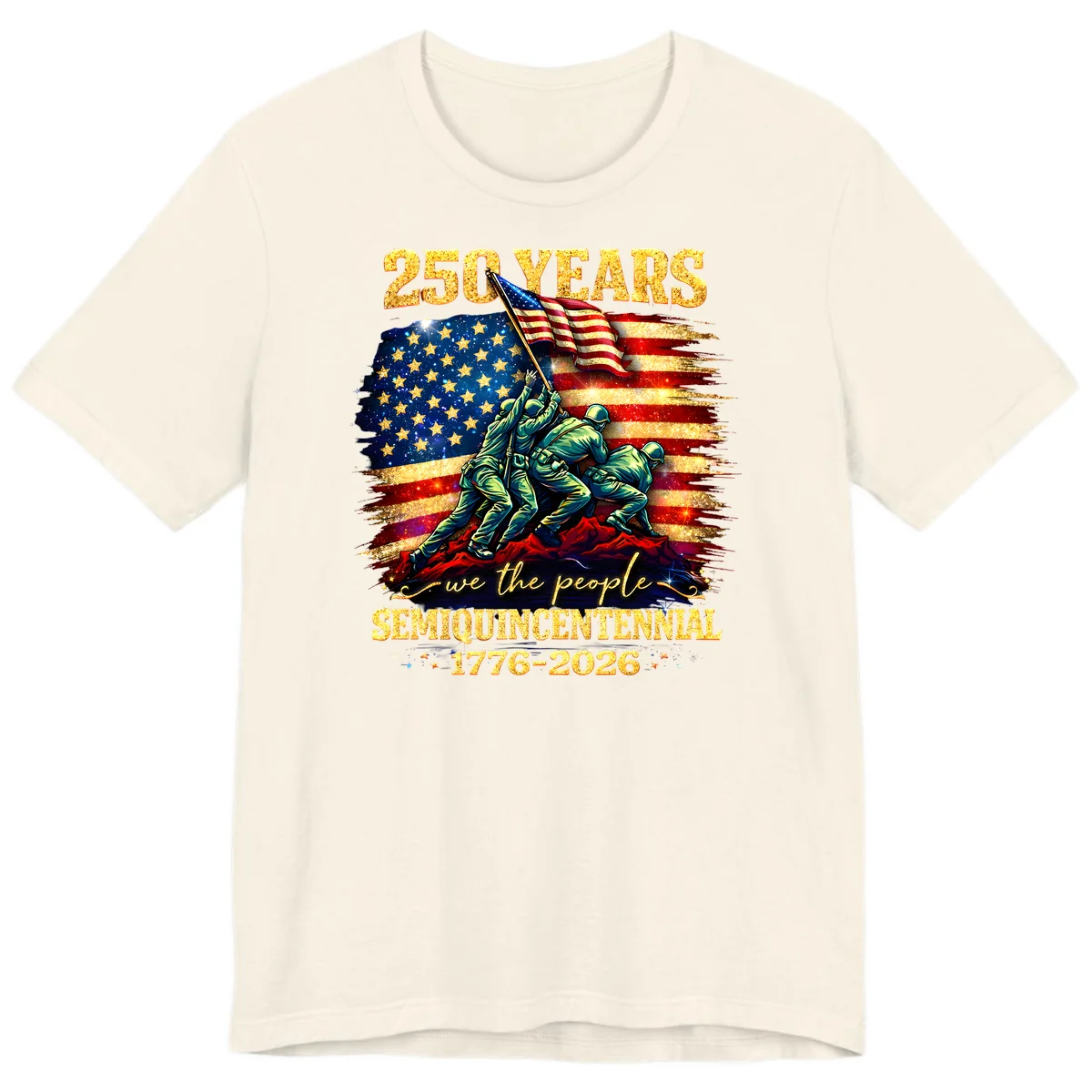 America 250 Years Flag Raising Premium T-Shirt in Natural