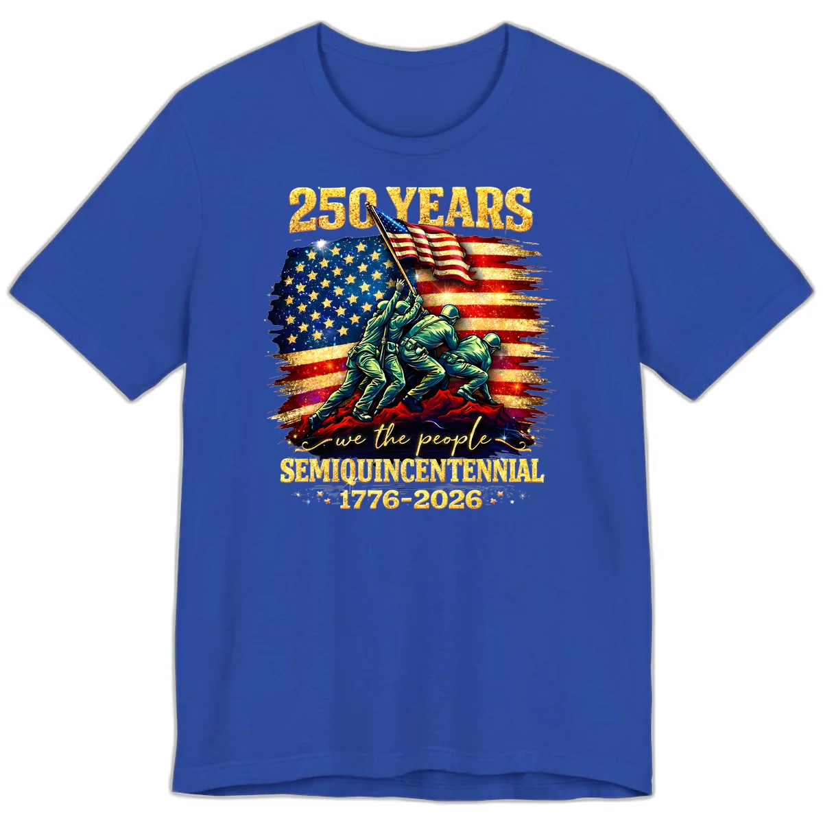 America 250 Years Flag Raising Premium T-Shirt in True Royal